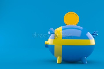 piggy-bank-swedish-flag-blue-background-piggy-bank-swedish-flag-109017685