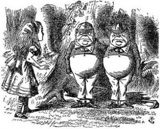 Tenniel's illustration of Tweedledum and Tweedledee - Wikimedia Commons